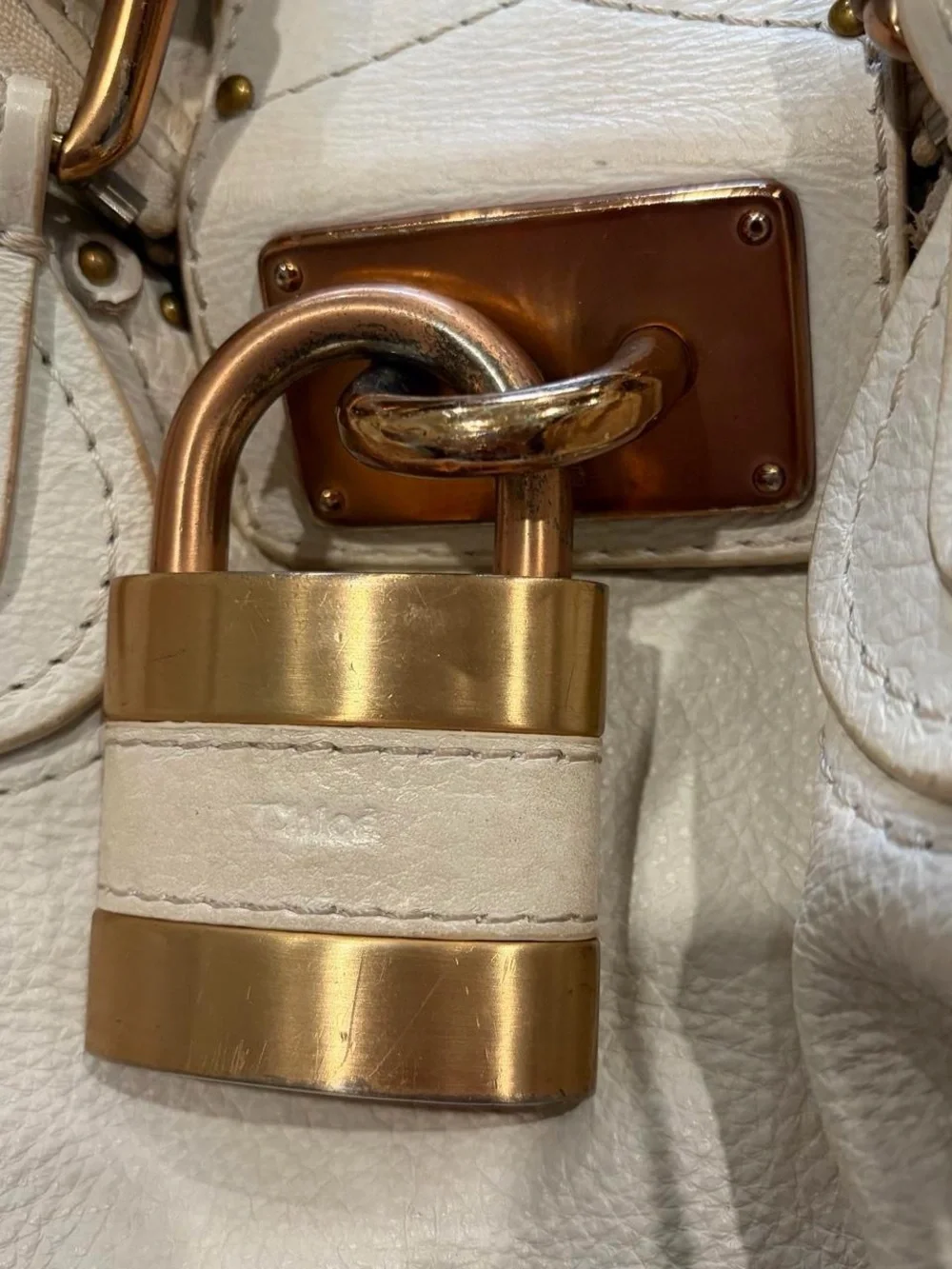 Authentic vintage white Chloé paddington bag